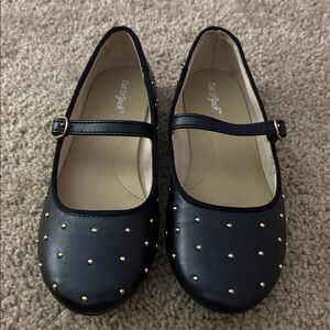 Cat & Jack Black Gold-Studded Mary Jane style shoes (Little Girl, Size 13)